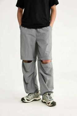 Detachable Waterproof Nylon Shorts/Trousers for Y2K Fashion Enthusiasts