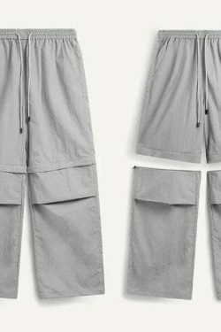 Detachable Waterproof Nylon Shorts/Trousers for Y2K Fashion Enthusiasts