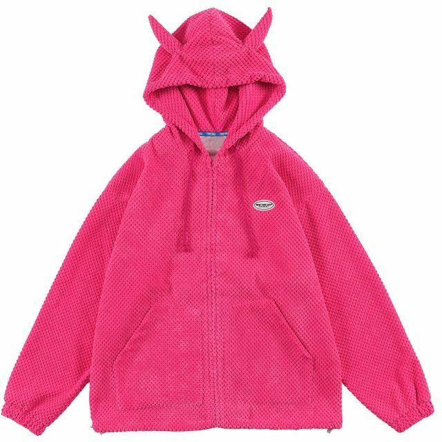 Devil Horns Hoodie - Y2K Fashion Statement with a Coquette Aesthetic Twist for Women Devil Horns Hoodie - Y2K Fashion Statement with a Coquette Aesthetic Twist for Women