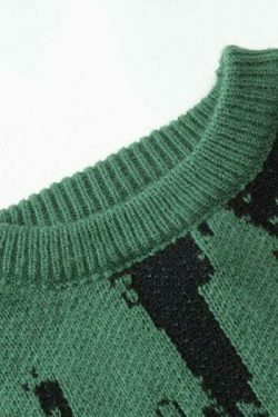 Distressed Gothic Knitted Sweater for Y2K Aesthetic Fashionistas: Coquette Style with a Grunge Twist