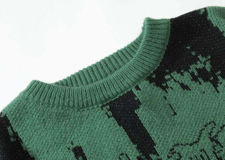 Distressed Gothic Knitted Sweater for Y2K Aesthetic Fashionistas: Coquette Style with a Grunge Twist