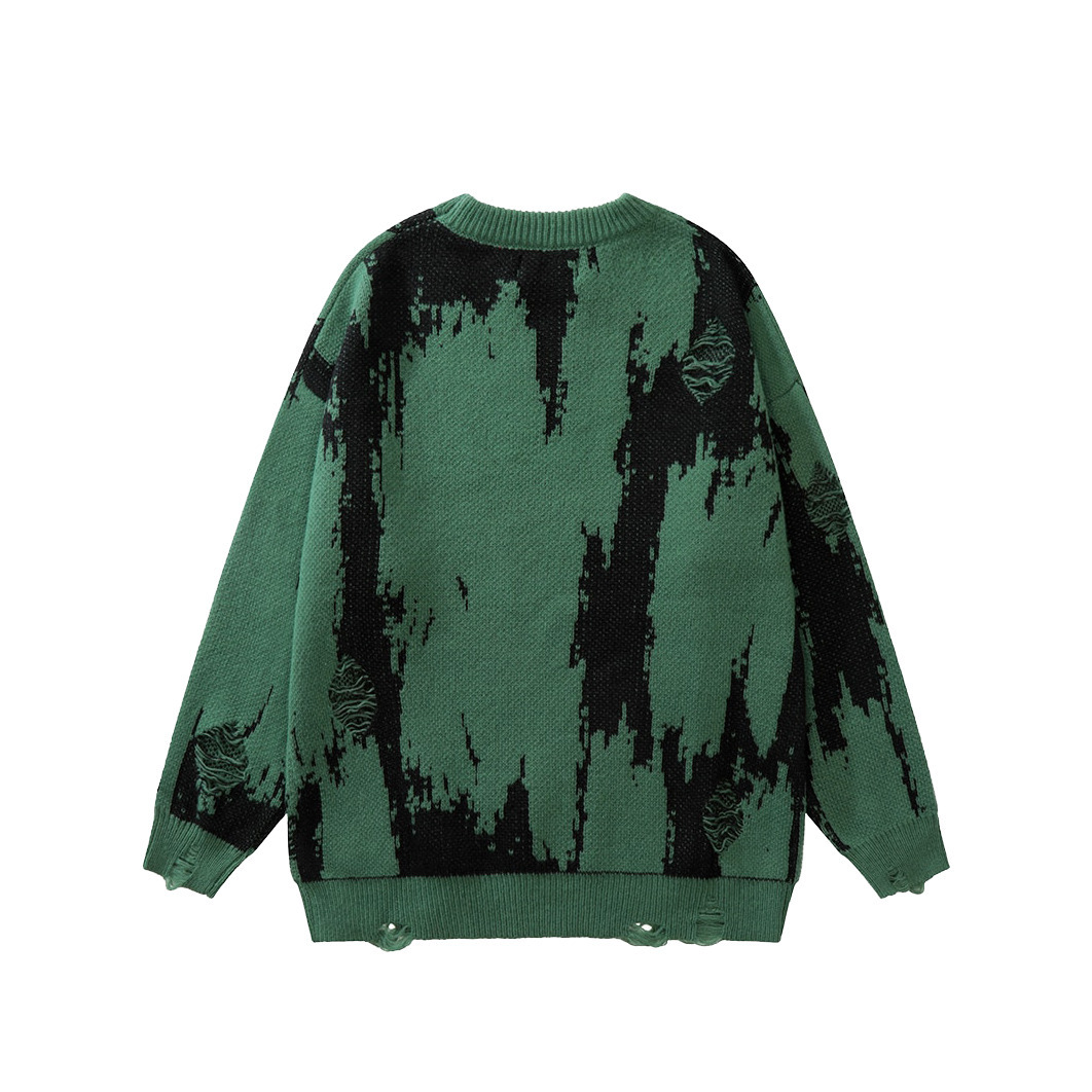 Distressed Gothic Knitted Sweater for Y2K Aesthetic Fashionistas: Coquette Style with a Grunge Twist