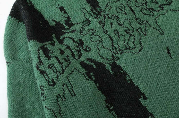 Distressed Gothic Knitted Sweater for Y2K Aesthetic Fashionistas: Coquette Style with a Grunge Twist