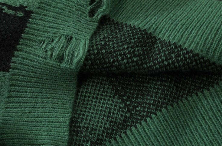 Distressed Gothic Knitted Sweater for Y2K Aesthetic Fashionistas: Coquette Style with a Grunge Twist