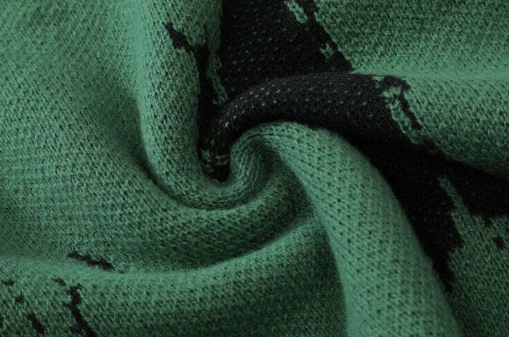 Distressed Gothic Knitted Sweater for Y2K Aesthetic Fashionistas: Coquette Style with a Grunge Twist