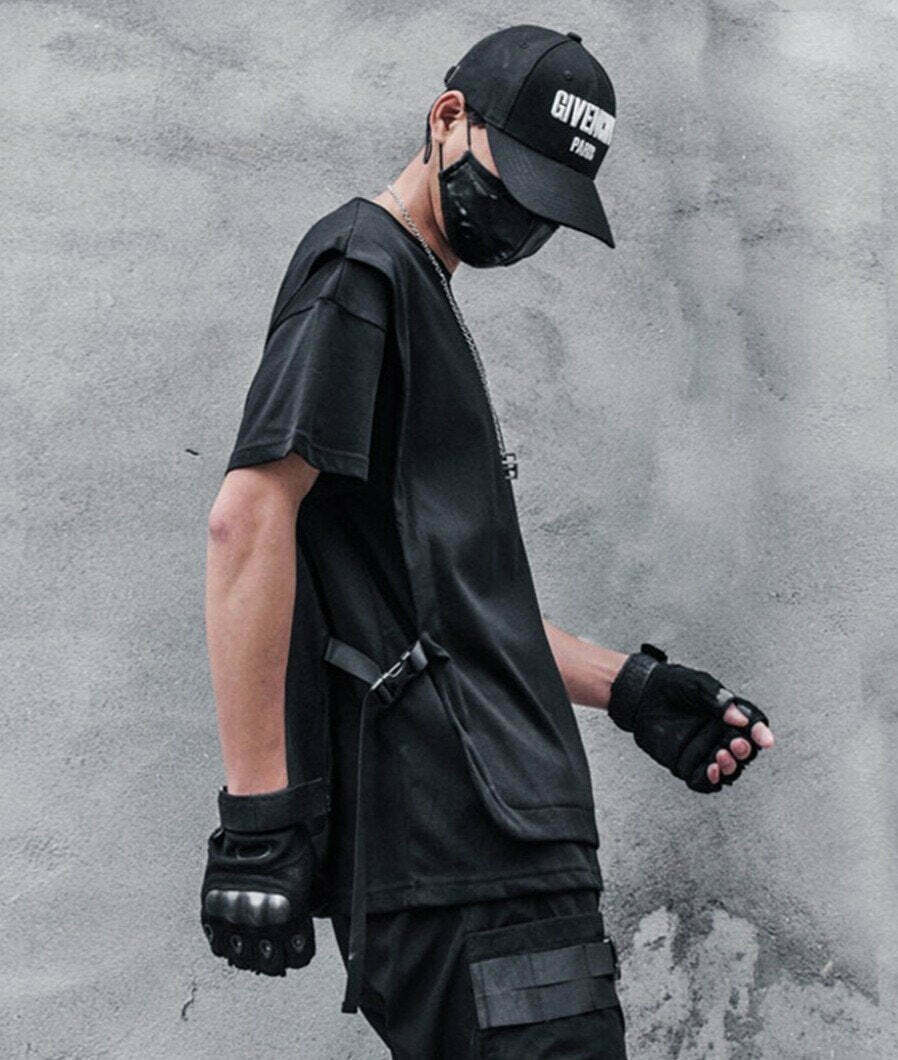 Double Layer Strapped T-Shirt: Y2K Fashion with Coquette & Grunge Aesthetics Double Layer Strapped T-Shirt: Y2K Fashion with Coquette & Grunge Aesthetics