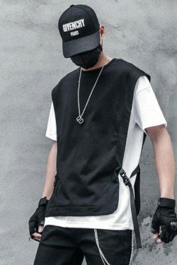 Double Layer Strapped T-Shirt: Y2K Fashion with Coquette & Grunge Aesthetics