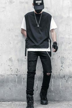 Double Layer Strapped T-Shirt: Y2K Fashion with Coquette & Grunge Aesthetics