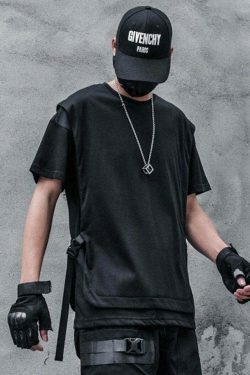 Double Layer Strapped T-Shirt: Y2K Fashion with Coquette & Grunge Aesthetics