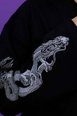 Dragon Cropped Long Sleeve: Y2K Fashion Aesthetic Top - Coquette Grunge Pastel Goth