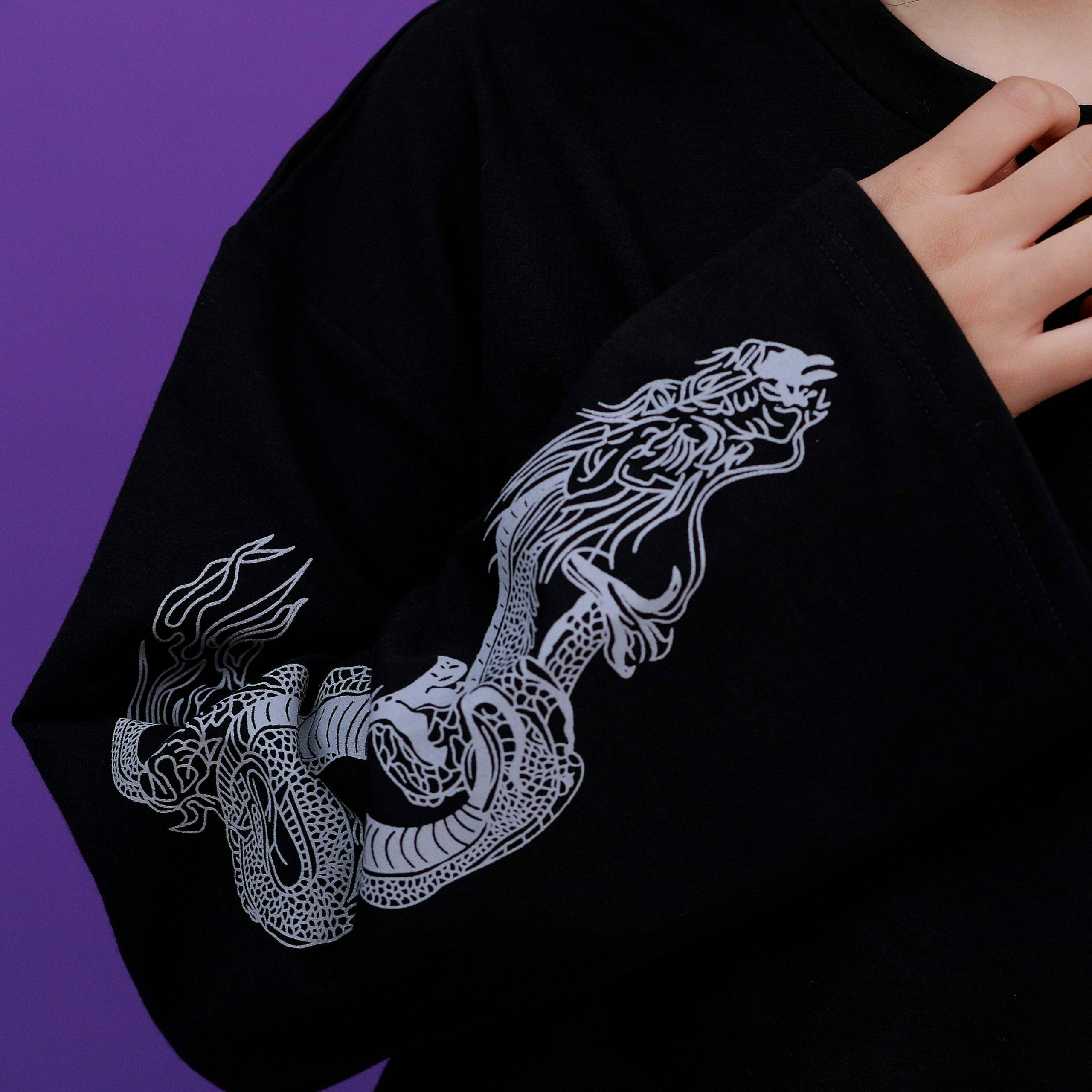 Dragon Cropped Long Sleeve: Y2K Fashion Aesthetic Top - Coquette Grunge Pastel Goth