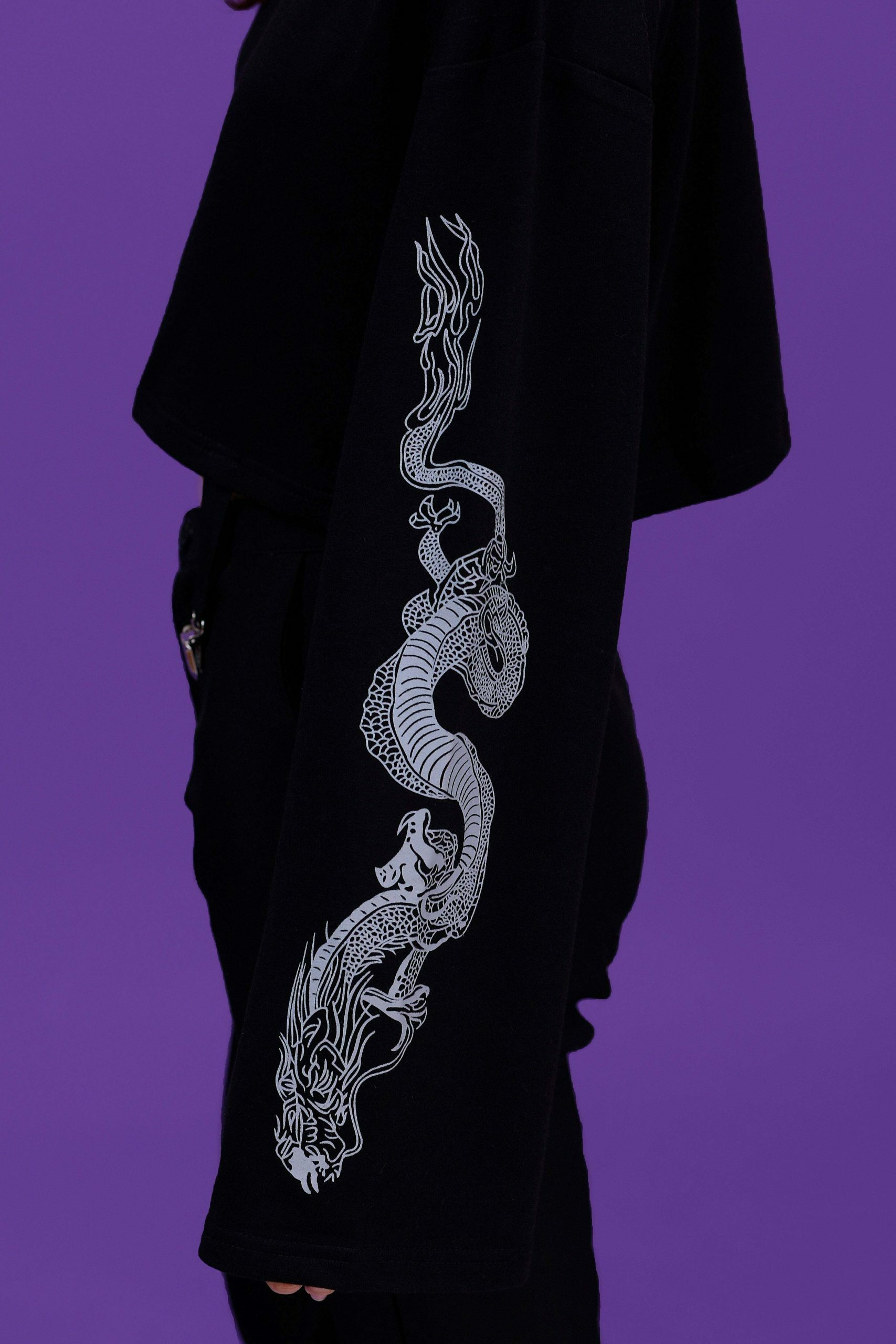 Dragon Cropped Long Sleeve: Y2K Fashion Aesthetic Top - Coquette Grunge Pastel Goth