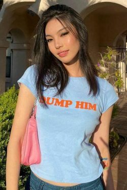 Dump Him Crop Top - Y2K Fashion Statement for Women Embracing Coquette Aesthetic and Grunge Style