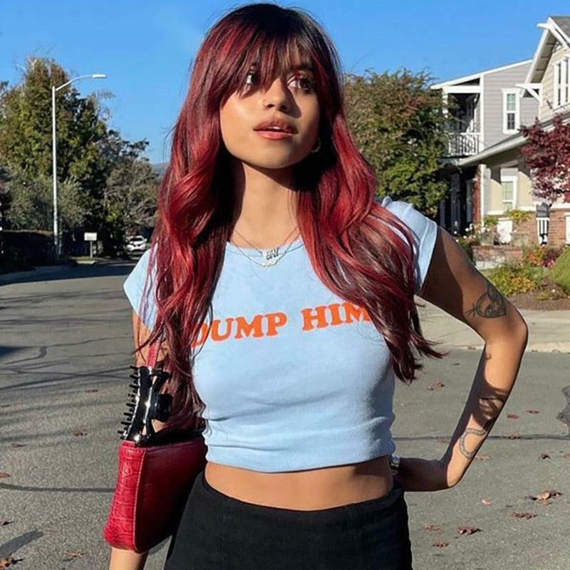 Dump Him Crop Top - Y2K Fashion Statement for Women Embracing Coquette Aesthetic and Grunge Style