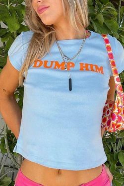 Dump Him Crop Top - Y2K Fashion Statement for Women Embracing Coquette Aesthetic and Grunge Style