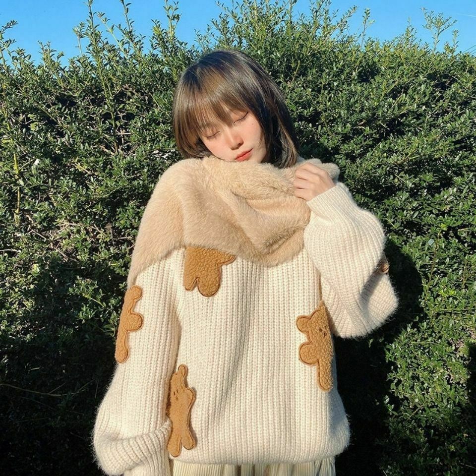 Dusty Bear Knit Pullover - Y2K Aesthetic with Grunge & Coquette Style Dusty Bear Knit Pullover - Y2K Aesthetic with Grunge & Coquette Style