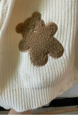Dusty Bear Knit Pullover - Y2K Aesthetic with Grunge & Coquette Style