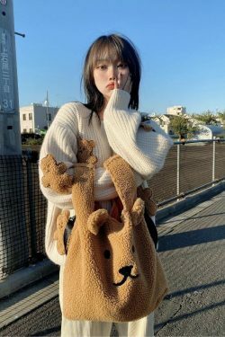 Dusty Bear Knit Pullover - Y2K Aesthetic with Grunge & Coquette Style