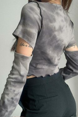 Edgy Aesthetic Gray Crop Top - Y2K Fashion, Coquette & Grunge Style, Cute Tops