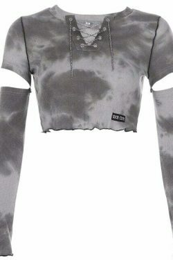 Edgy Aesthetic Gray Crop Top - Y2K Fashion, Coquette & Grunge Style, Cute Tops