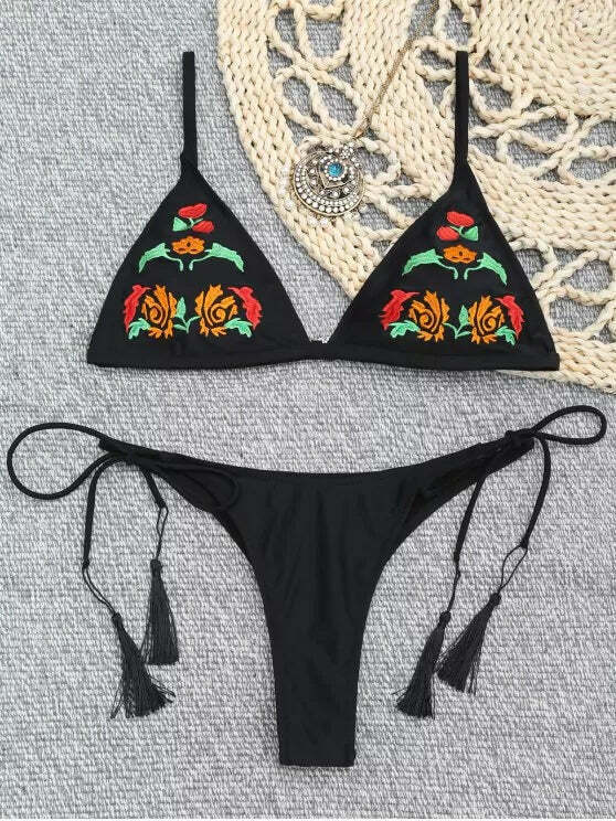 Embroidered Bikini Set: Y2K Fashion Swimwear - Coquette Aesthetic, Gr Embroidered Bikini Set: Y2K Fashion Swimwear - Coquette Aesthetic, Gr