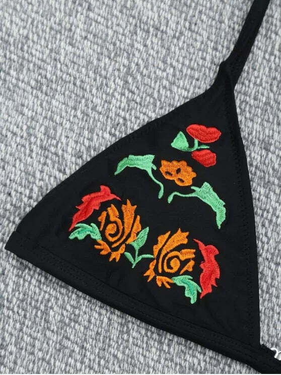 Embroidered Bikini Set: Y2K Fashion Swimwear - Coquette Aesthetic, Gr Embroidered Bikini Set: Y2K Fashion Swimwear - Coquette Aesthetic, Gr