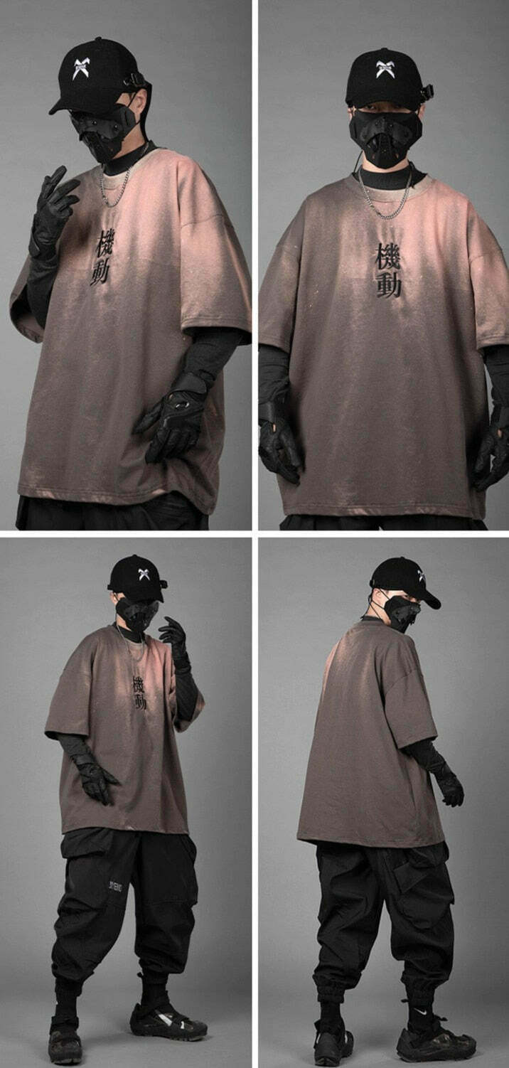 Embroidered Kanji Y2K Fashion Tee - Coquette Aesthetic Grunge Style with Pastel Goth Vibes Embroidered Kanji Y2K Fashion Tee - Coquette Aesthetic Grunge Style with Pastel Goth Vibes