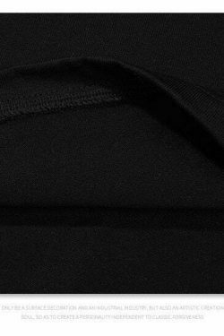 Embroidered Kanji Y2K Fashion Tee - Coquette Aesthetic Grunge Style with Pastel Goth Vibes