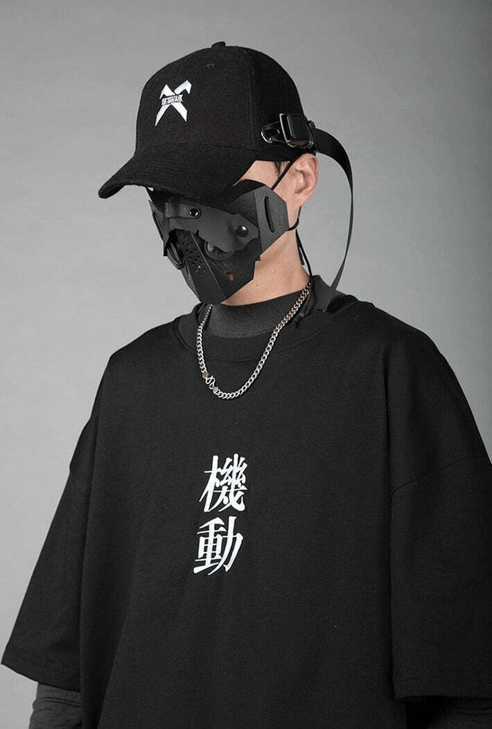 Embroidered Kanji Y2K Fashion Tee - Coquette Aesthetic Grunge Style with Pastel Goth Vibes Embroidered Kanji Y2K Fashion Tee - Coquette Aesthetic Grunge Style with Pastel Goth Vibes