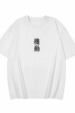 Embroidered Kanji Y2K Fashion Tee - Coquette Aesthetic Grunge Style with Pastel Goth Vibes