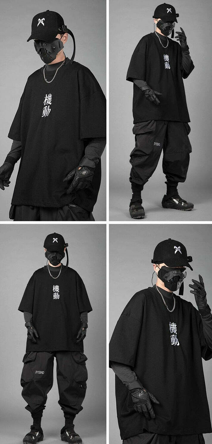 Embroidered Kanji Y2K Fashion Tee - Coquette Aesthetic Grunge Style with Pastel Goth Vibes Embroidered Kanji Y2K Fashion Tee - Coquette Aesthetic Grunge Style with Pastel Goth Vibes