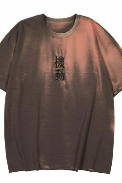 Embroidered Kanji Y2K Fashion Tee - Coquette Aesthetic Grunge Style with Pastel Goth Vibes