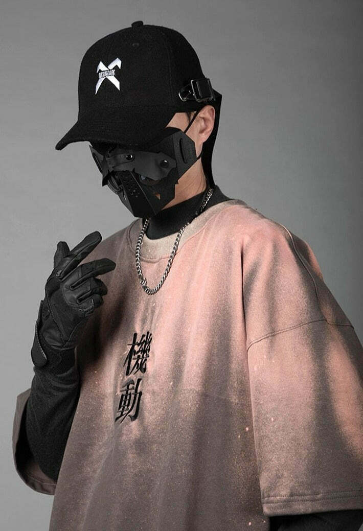 Embroidered Kanji Y2K Fashion Tee - Coquette Aesthetic Grunge Style with Pastel Goth Vibes Embroidered Kanji Y2K Fashion Tee - Coquette Aesthetic Grunge Style with Pastel Goth Vibes