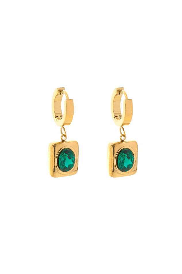 Emerald Square Drop Earrings - Y2K Fashion Jewelry for Women with Coquette Aesthetic & Grunge Style Emerald Square Drop Earrings - Y2K Fashion Jewelry for Women with Coquette Aesthetic & Grunge Style