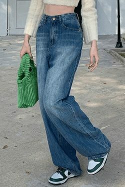 Faded Denim Baggy Boyfriend Jeans - Y2K Fashion Staple for Women's Coquette Aesthetic