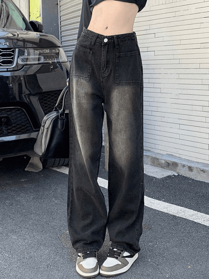 Faded Wash Vintage Cargo Jeans: Y2K Aesthetic Grunge Style for Women - Coquette Fashion Faded Wash Vintage Cargo Jeans: Y2K Aesthetic Grunge Style for Women - Coquette Fashion