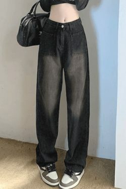 Faded Wash Vintage Cargo Jeans: Y2K Aesthetic Grunge Style for Women - Coquette Fashion