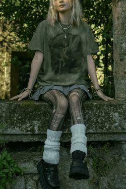 Fairy Print Tie Dye Grunge Tee - Y2K Aesthetic Women's Fashion