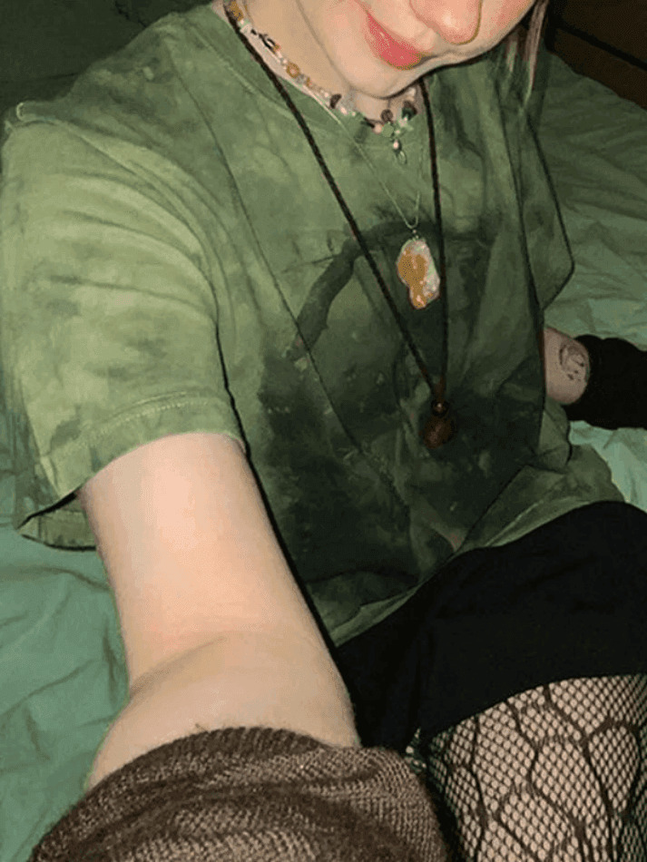 Fairy Print Tie Dye Grunge Tee - Y2K Aesthetic Women's Fashion Fairy Print Tie Dye Grunge Tee - Y2K Aesthetic Women's Fashion