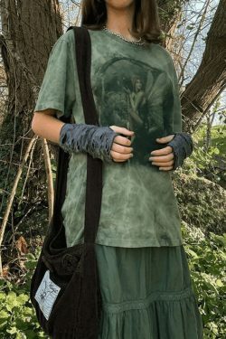 Fairy Print Tie Dye Grunge Tee - Y2K Aesthetic Women's Fashion