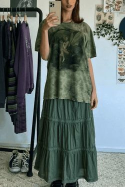 Fairy Print Tie Dye Grunge Tee - Y2K Aesthetic Women's Fashion