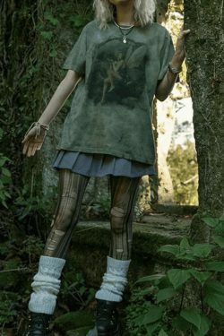 Fairy Print Tie Dye Grunge Tee - Y2K Aesthetic Women's Fashion