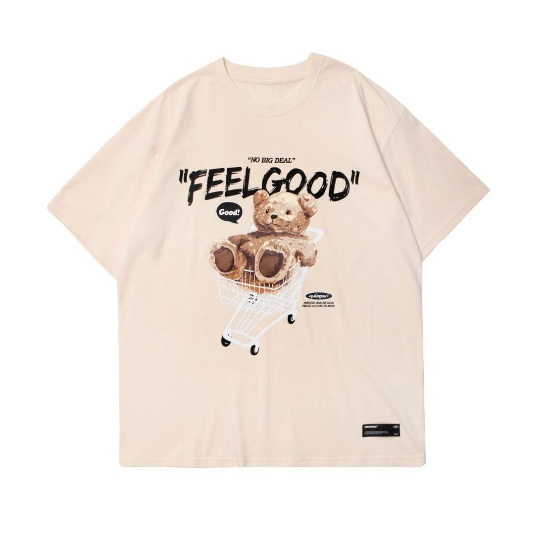 Feel Good Teddy Bear Graphic Tee - Y2K Fashion Coquette Aesthetic Grunge Style Cute Tops