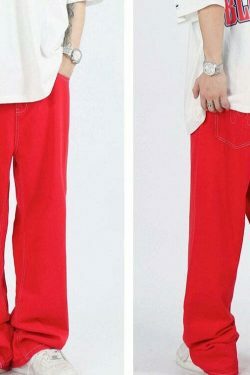 Flame Stitch Jeans: Y2K Fashion Statement with Coquette Aesthetic and Grunge Style