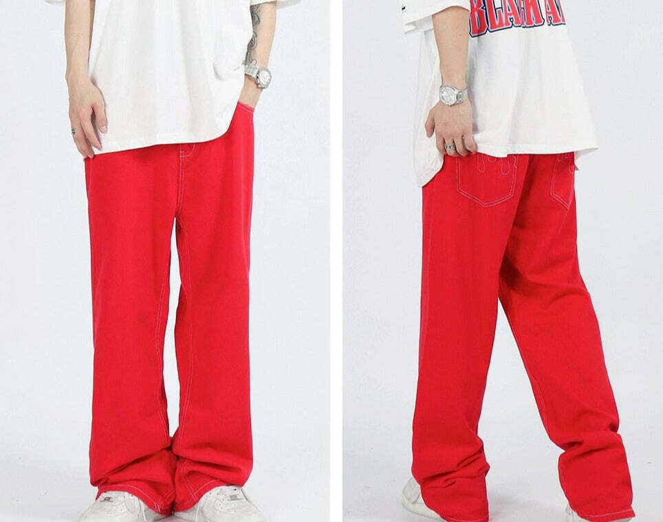 Flame Stitch Jeans: Y2K Fashion Statement with Coquette Aesthetic and Grunge Style Flame Stitch Jeans: Y2K Fashion Statement with Coquette Aesthetic and Grunge Style