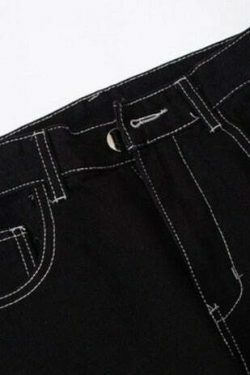 Flame Stitch Jeans: Y2K Fashion Statement with Coquette Aesthetic and Grunge Style