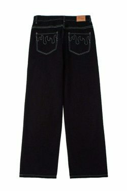 Flame Stitch Jeans: Y2K Fashion Statement with Coquette Aesthetic and Grunge Style