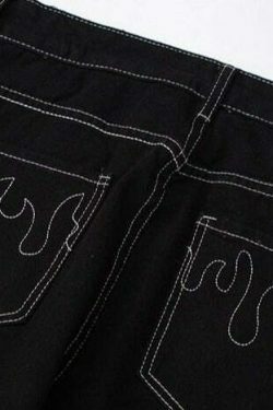 Flame Stitch Jeans: Y2K Fashion Statement with Coquette Aesthetic and Grunge Style