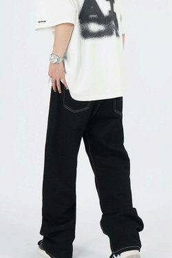 Flame Stitch Jeans: Y2K Fashion Statement with Coquette Aesthetic and Grunge Style