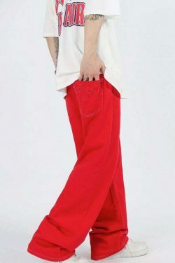 Flame Stitch Jeans: Y2K Fashion Statement with Coquette Aesthetic and Grunge Style